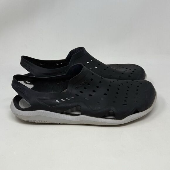Crocs Swiftwater Wave Sandals Mens 11 Black River Ankle Strap Comfort Water - Picture 1 of 15